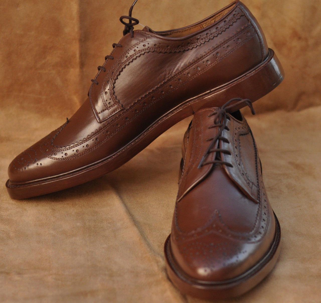 Handmade Mens Oxferd Brown Color Pure Leather Fashion Dress Shoes With