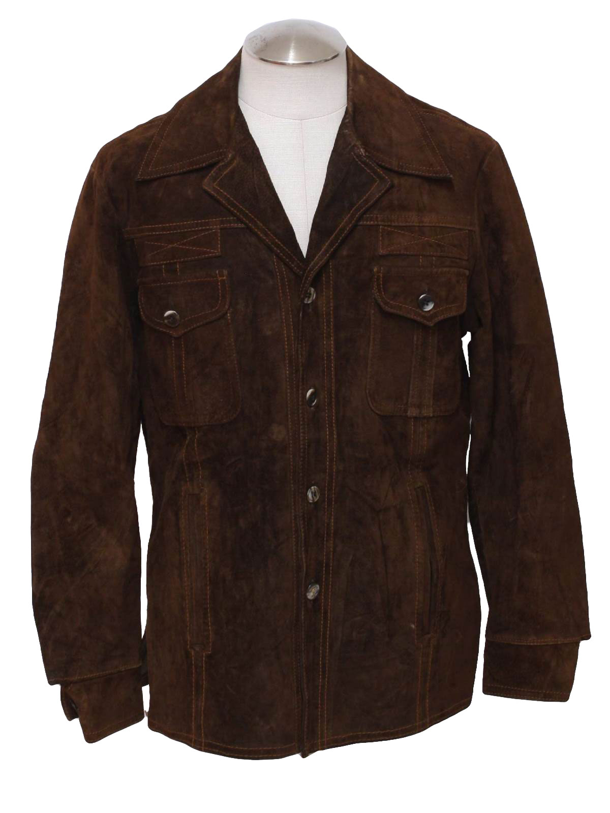 Mens Buttoned Dark Brown Suede Leather Jacket On Luulla 