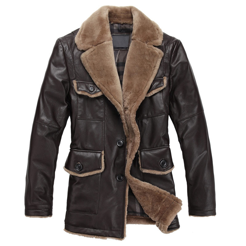 Mens Leather Jacket With Wool Collar Modern Fashion Photo Mens Leather Jacket With Wool Collar