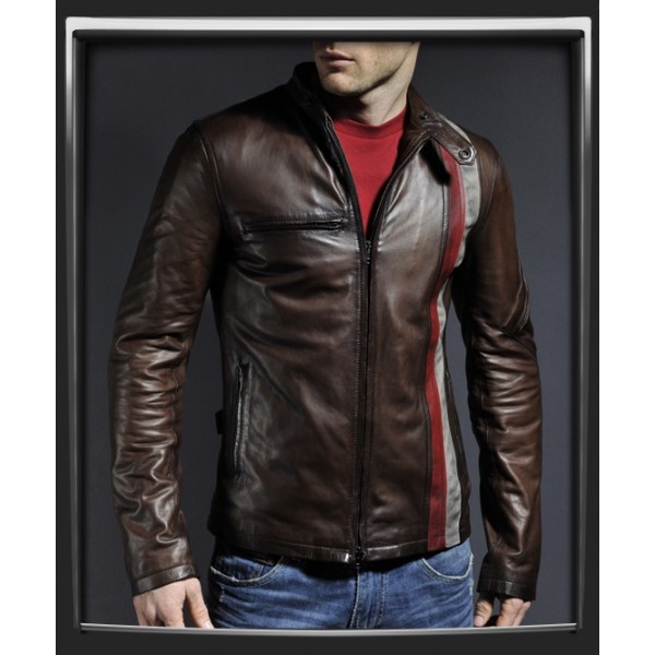 Customized Handmade Chocolate Brown Bikers Men's Leather Jacket ...